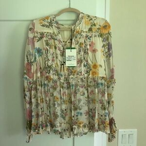 Spell & The Gypsy Collective Cream and Yellow Blouse with Elegant Silhouette